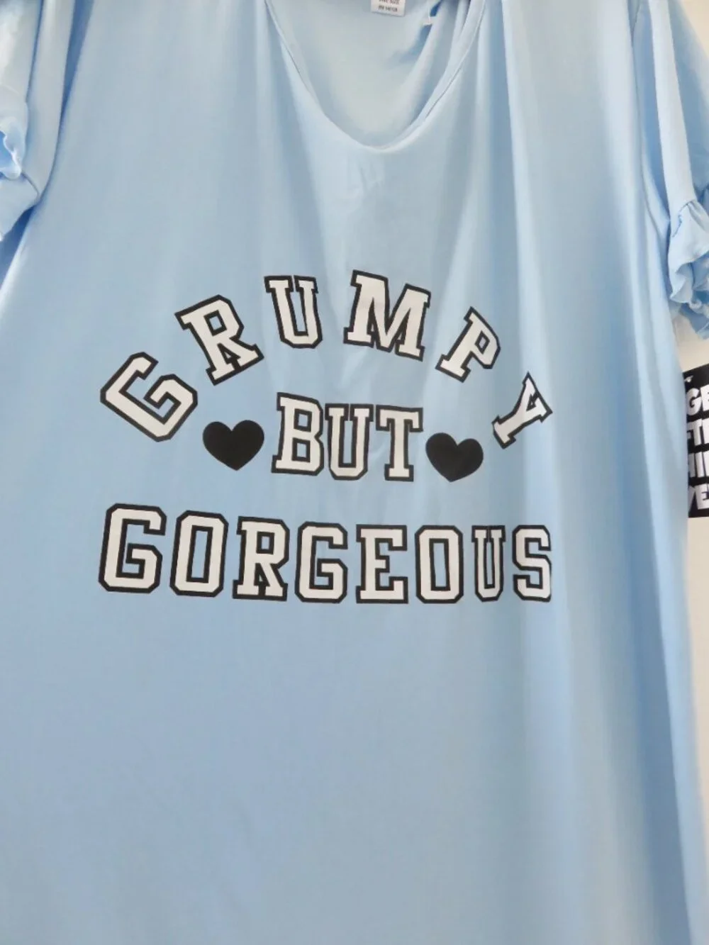 (#133) 5 More Minutes Lt. Blue ( GRUMPY BUT GORGEOUS) PJ Night Gown one size